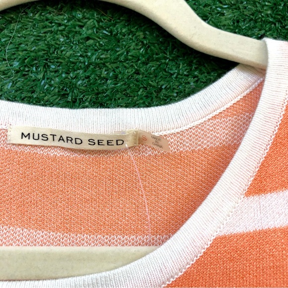 Mustard Seed Melon & White Striped Crop Top Size S - Picture 4 of 7